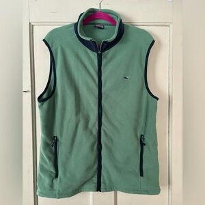 Vineyard Vines Men’s Green Fleece Vest with Navy Accents